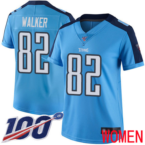 Tennessee Titans Limited Light Blue Women Delanie Walker Jersey NFL Football #82 100th Season Rush Vapor Untouchable